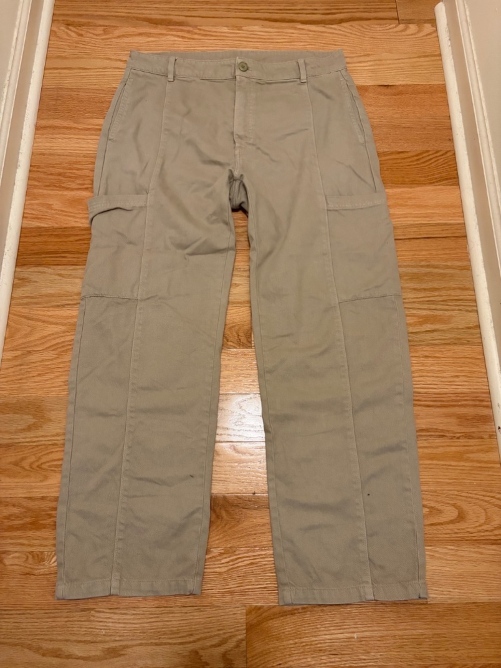 Zara Men's Khaki Carpenter Utility Cargo Pants Size 34 Relaxed